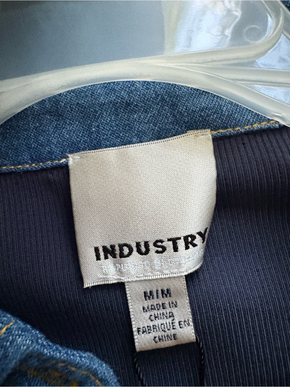 Industry Polo Top with Denim Trim - Picture 3 of 5